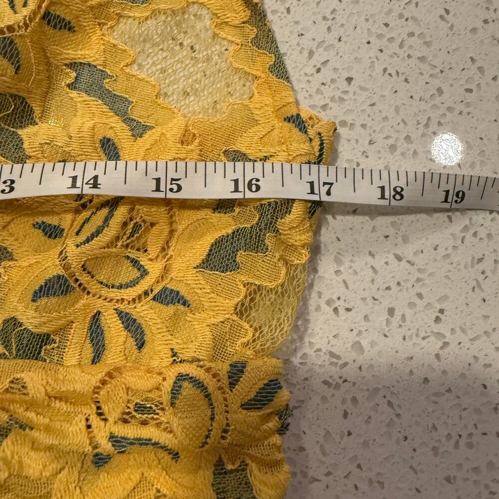 Anthropologie Plenty by Tracy Reese Yellow Floral Lace Midi Dress 10 Coquette - Picture 7 of 13